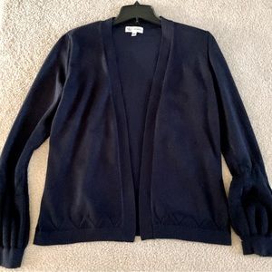 Neiman Marcus Navy Open Front Cardigan, Medium